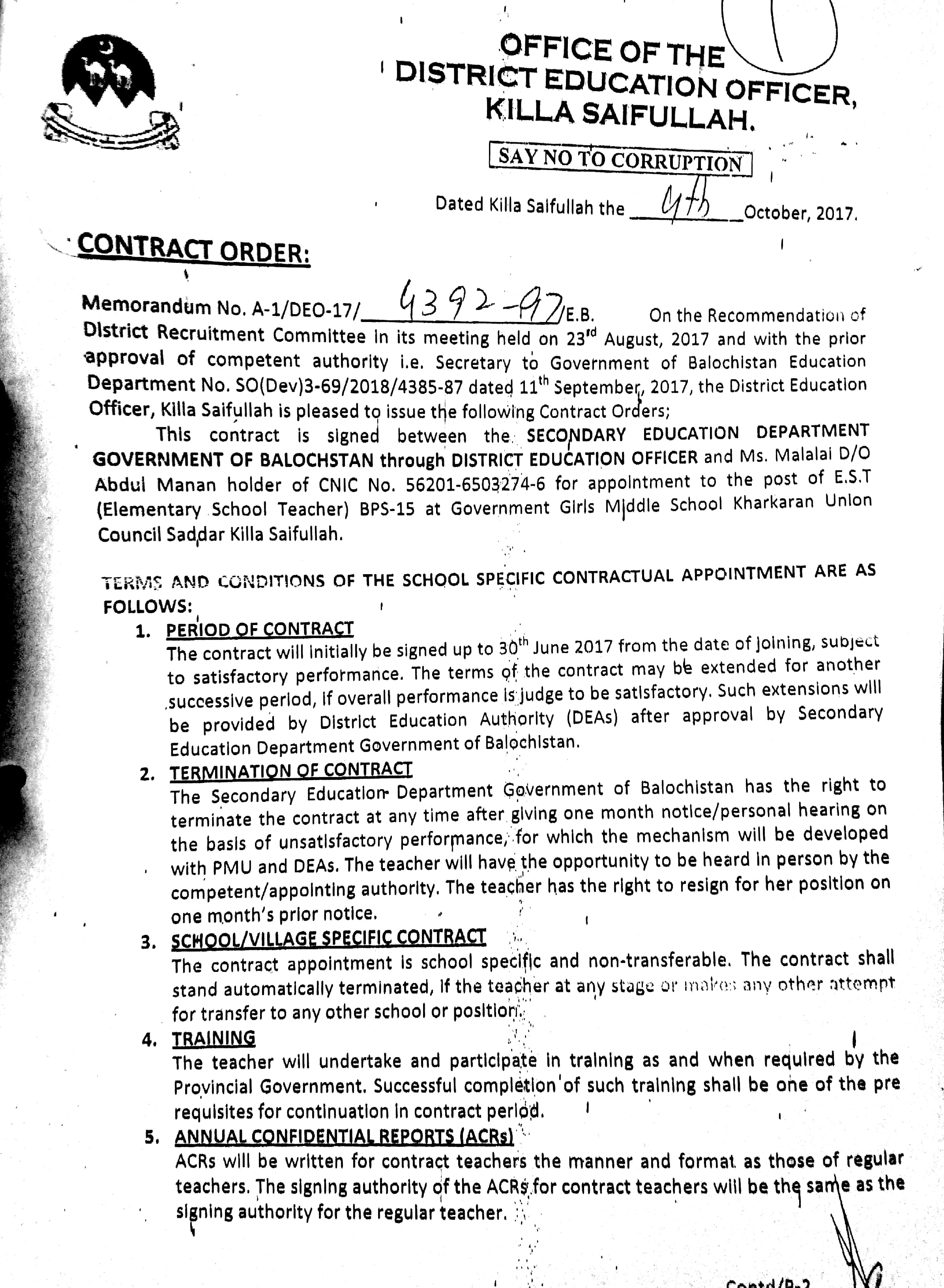 Teacher Contract